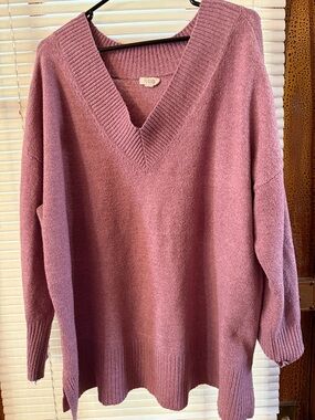 a.n.a Mauve V-Neck Knit Sweater